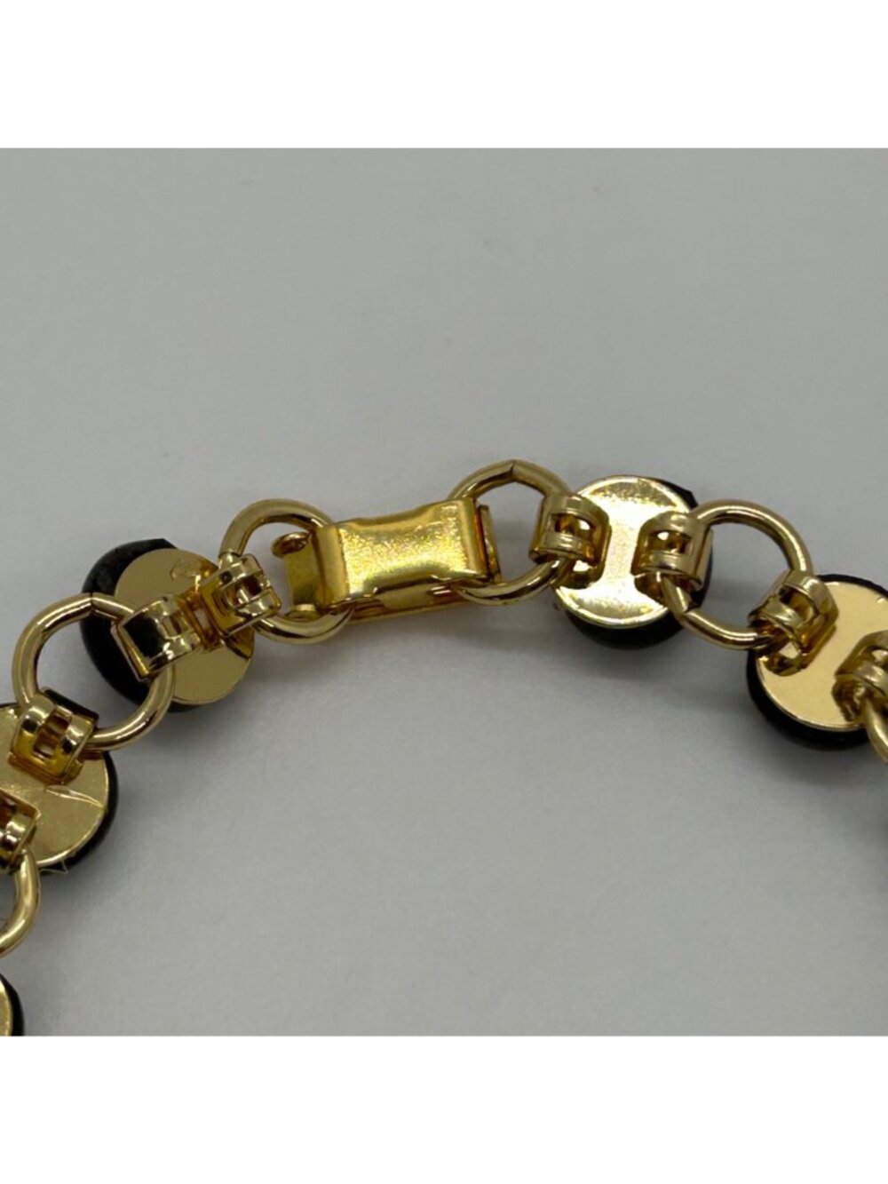 Vintage Gold-Tone Bracelet With Iridescent Dichroic Glass Beads Blue Purple - Picture 11 of 16